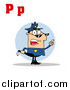 Clip Art of a Mad Cop with Letters C by Hit Toon