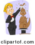 Clip Art of a Magician Pulling a Mad Kangaroo out of a Hat by BNP Design Studio