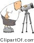 Clip Art of a Male Astronomer Bending to Look Through a Telescope by Djart