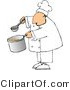 Clip Art of a Male Chef Holding a Spoon and Pot of Soup on a White Background by Djart