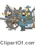 Clip Art of a Male Civil War Soldiers and Horse, Armed with a Cannon and Rifles by Djart