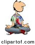 Clip Art of a Male Hippie with Tie-Dye T-Shirt Crossing His Legs and Meditating Silently by Djart