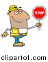 Clip Art of a Male Hispanic Traffic Director Using a Stop Sign by Hit Toon
