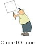 Clip Art of a Male Protester Holding up a Blank White Sign by Djart