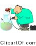 Clip Art of a Male Scientist in a Lab Coat Experimenting with Chemicals by Djart