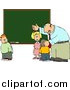 Clip Art of a Male Teacher and School Kids at a Chalkboard by Djart