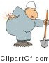 Clip Art of a Male Worker with Back Pain While Shoveling by Djart