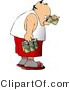 Clip Art of a Man Chugging a Six Pack of Beer by Djart