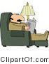 Clip Art of a Man Reading the Paper While Sitting on a Recliner in His Livingroom by Djart