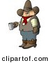 Clip Art of a Morning Caucasian Cowboy Holding a Cup of Fresh Hot Coffee by Djart
