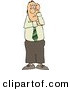 Clip Art of a Perplexed Businessman Thinking About Something and Looking Forward by Djart