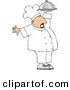 Clip Art of a Professional Caucasian Male Chef Carrying a Covered Serving Plate by Djart