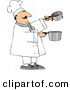 Clip Art of a Professional Caucasian Male Chef Making Gravy by Djart
