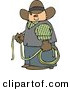 Clip Art of a Pudgy Cowboy Holding a Lasso Rope by Djart
