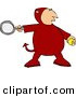 Clip Art of a Red Devil Playing Tennis Game by Djart