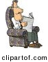 Clip Art of a Relaxing Man Sitting in His Chair and Reading the Newspaper by Djart