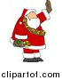 Clip Art of a Santa Waving While Holding a Bottle of Wine by Djart