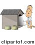 Clip Art of a Scared Businessman in the Doghouse by Djart