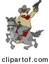 Clip Art of a Silly White Cowboy Riding Horse While Pointing and Shooting Gun into the Air by Djart