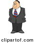 Clip Art of a Stern Businessman with a Disbelief Facial Expression and a Raised Eyebrow by Djart