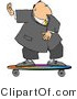 Clip Art of a Successful Businessman in a Suit Riding on a Skateboard by Djart