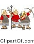 Clip Art of a Trio of Roman Soldiers Armed with Bow & Arrow, Sword, and Spear by Djart