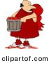 Clip Art of a Valentine's Day Caucasian Cupid Man Carrying a Bucket Full of Tiny Red Love Hearts by Djart