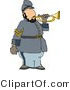 Clip Art of a White American Civil War Soldier Blowing into a Bugle Horn by Djart