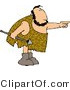 Clip Art of a White Caveman Holding a Spear and Pointing His Finger at Something by Djart