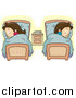 Clip Art of a White Couple Sleeping in Separate Beds by BNP Design Studio