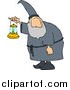 Clip Art of a Wizard Walking Around at Night with a Lit Lantern by Djart