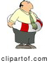 Clip Art of a Worried White Businessman Wearing a Life Preserver Float Tube Around His Waist by Djart