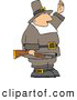 Clip Art of AArmed Pilgrim Man Waving His Hand in the Air, Holding a Rifle by Djart