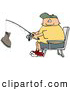 Clip Art of ACheerful Fisherman Catching a Boot with a Fishing Pole - Fishing Humor by Djart