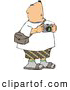 Clip Art of AChubby Tourist Looking Around with a Camera in His Hand by Djart