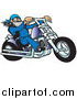 Clip Art of ACool Biker Dude Riding a Motorcycle by Snowy