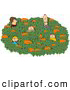 Clip Art of AFamily of Five Looking for That Perfect Halloween Pumpkin in a Farmer by Djart