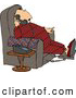Clip Art of AFat or Overweight Couch Potato Man Talking on a Phone by Djart