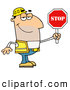 Clip Art of AFriendly Male Traffic Director Holding a Stop Sign by Hit Toon