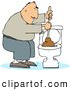 Clip Art of AFrustrated Man Plunging a Clogged Toilet by Djart