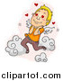 Clip Art of ALove Struck Man in the Clouds over Pink by BNP Design Studio