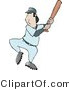 Clip Art of an Adult Male Baseball Player Swinging the Bat Towards the Pitch by Djart
