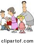 Clip Art of an Average Family Grocery Shopping Together by Djart
