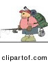 Clip Art of an Outdoorsy Young Male Hiker Carrying Camping Gear and a Fishing Pole by Djart