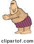 Clip Art of an Overweight Hairy Man Going Swimming During the Summer by Djart