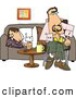 Clip Art of AProfessional Psychiatrist Sitting Beside a Sleeping Patient on a Couch by Djart