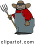 Clip Art of ASmiling Mexican Cowboy Farmer Holding a Pitchfork, on White by Djart