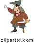 Clip Art of ASpooky Pirate with Missing Teeth, Hook Hand, Holding a Knife, and a Wooden Leg by Djart