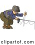 Clip Art of AWhite Man Fishing with a Standard Rod by Djart
