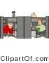 Clip Art of Customer Service People Sitting in Their Cubicles and Looking out Longingly by Djart